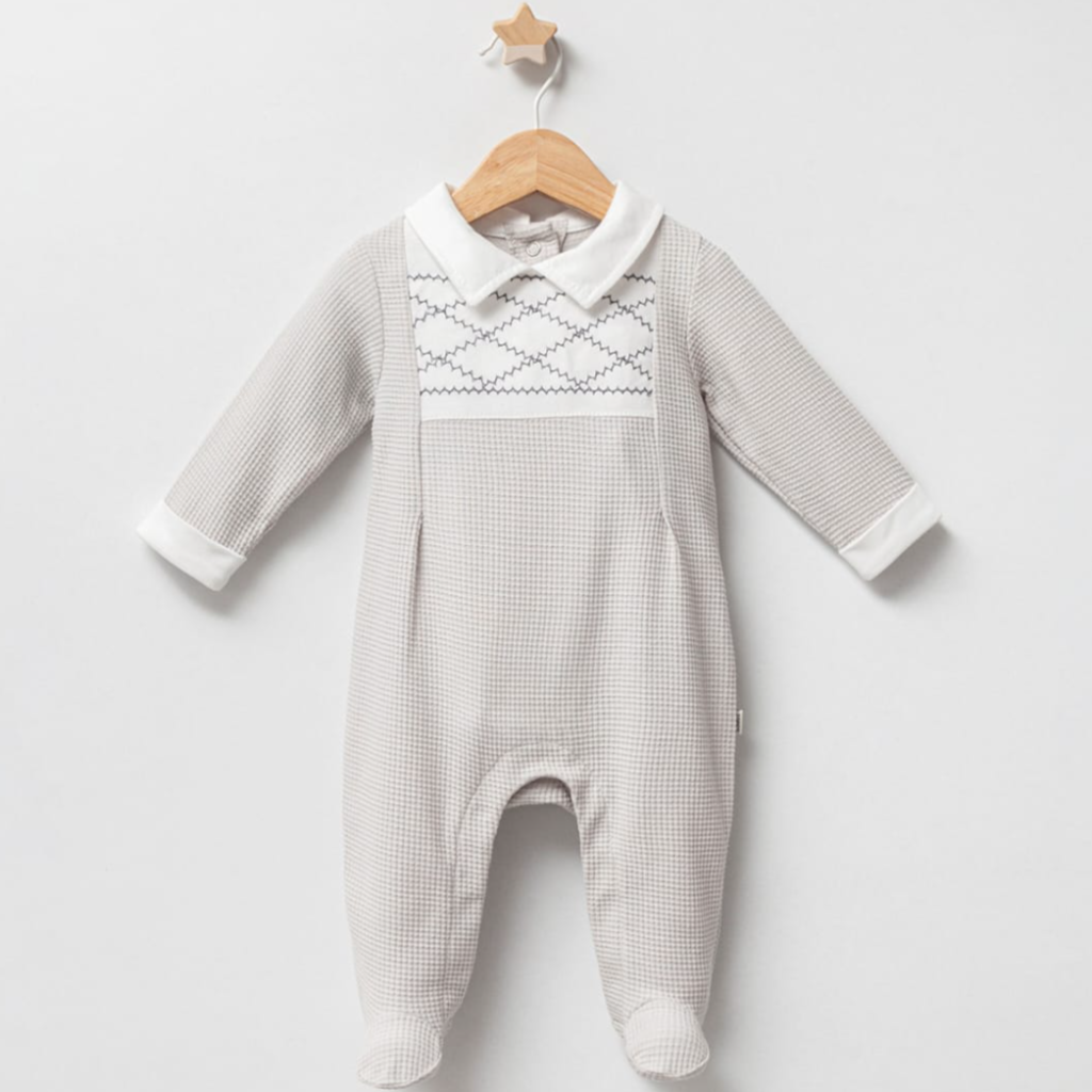 Baby Boys Embroidered Spanish Romper With Full Sleeve And Collar