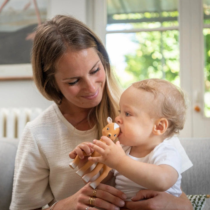 Natural rubber baby teether and sensory toy Deer