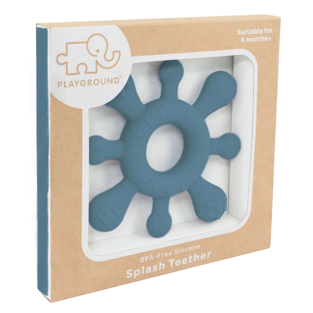 green splash shaped baby teether 