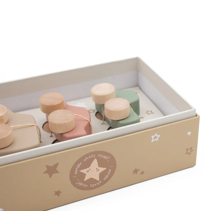pastel wooden car set gift boxed