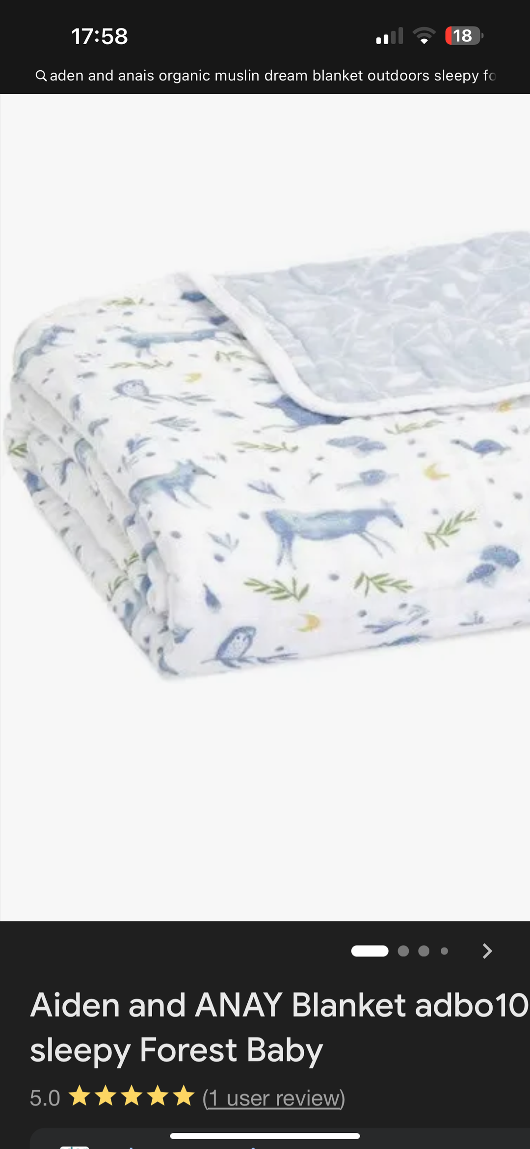Aden & Anais Organic Muslin Dream Blanket Outdoors Sleepy Forest