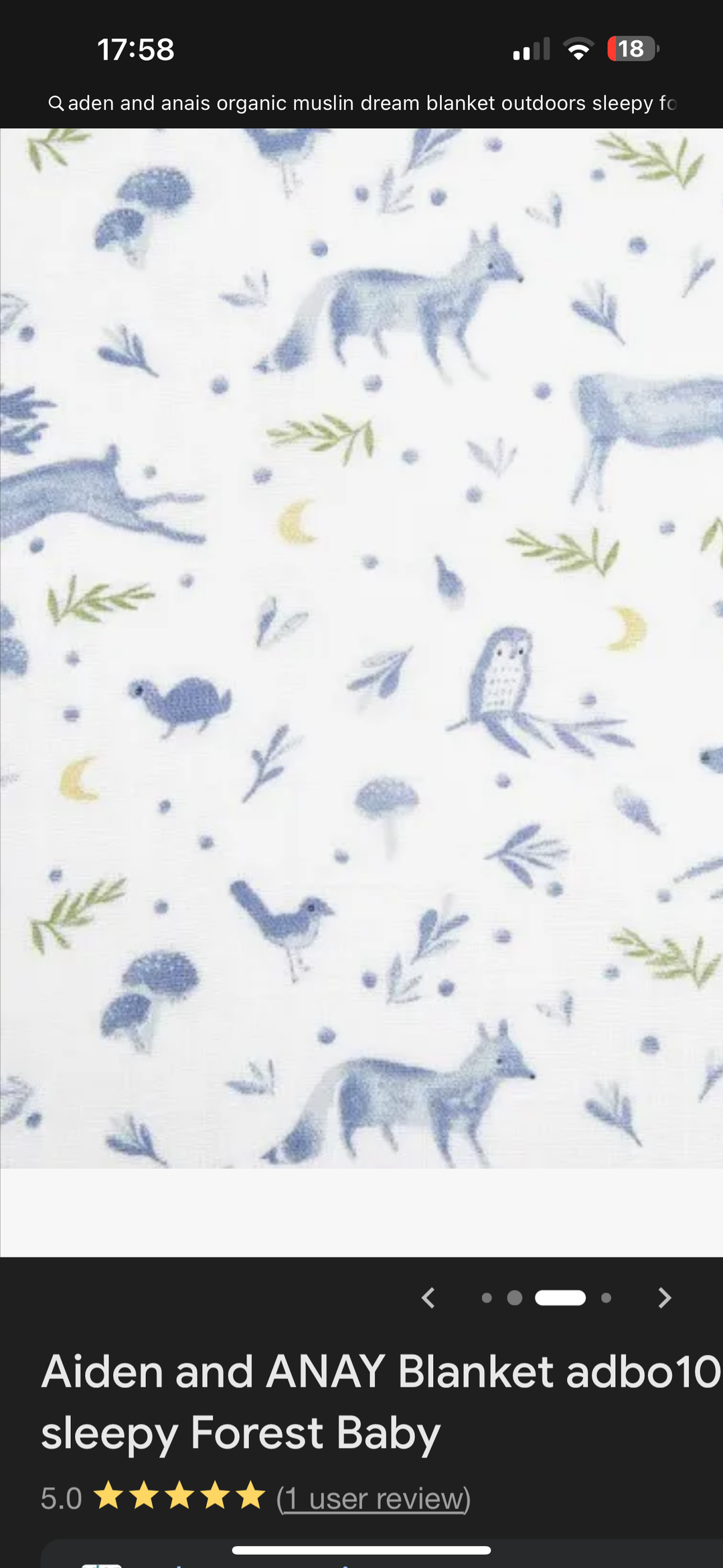 Aden & Anais Organic Muslin Dream Blanket Outdoors Sleepy Forest