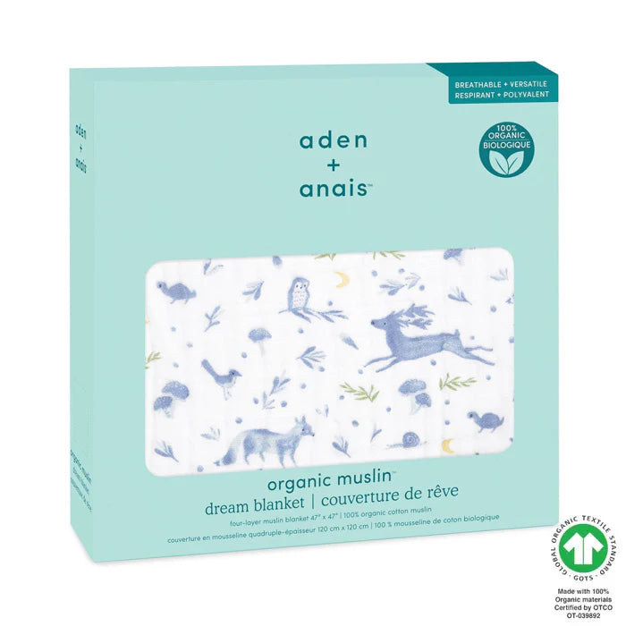 Aden & Anais Organic Muslin Dream Blanket Outdoors Sleepy Forest