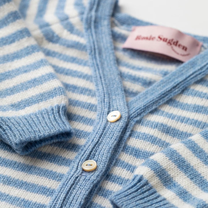 Cashmere Baby Cardigan In Glacier And Swan