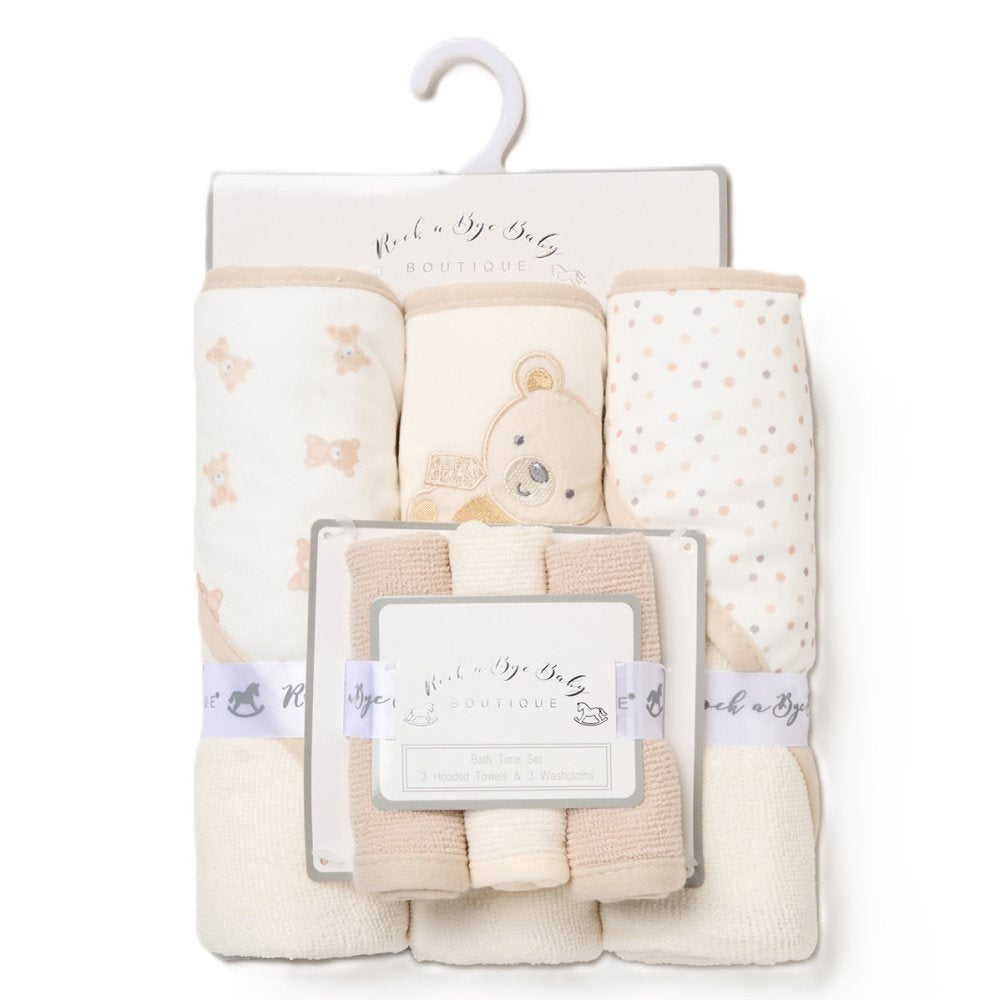 Baby towel gift set with 3 face cloths and Teddy design 