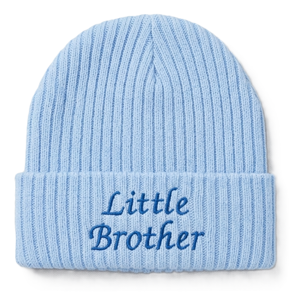Little brother blue knitted baby hat 