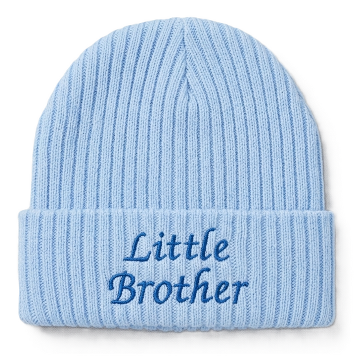 Little brother blue knitted baby hat 