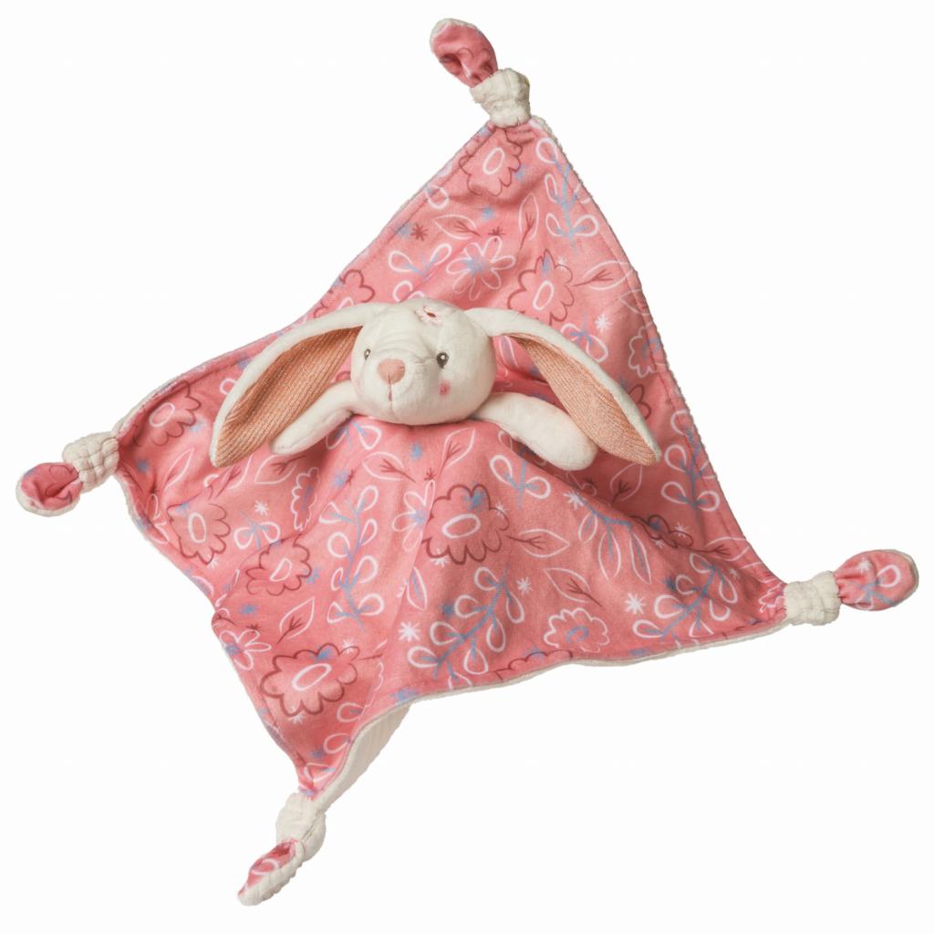 plush bunny comforter in pink and white