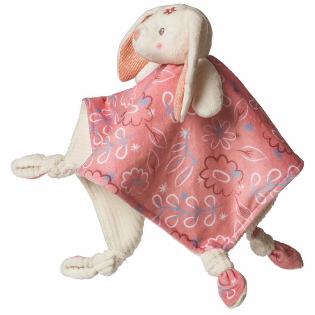 plush bunny comforter in pink and white