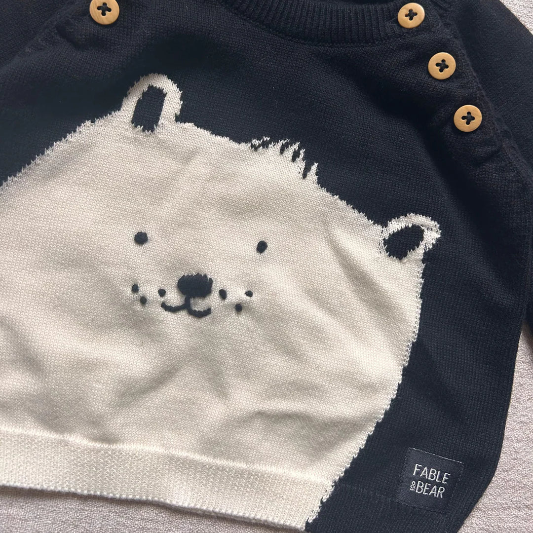Fable & Bear Organic Cotton Polar Bear Baby Jumper