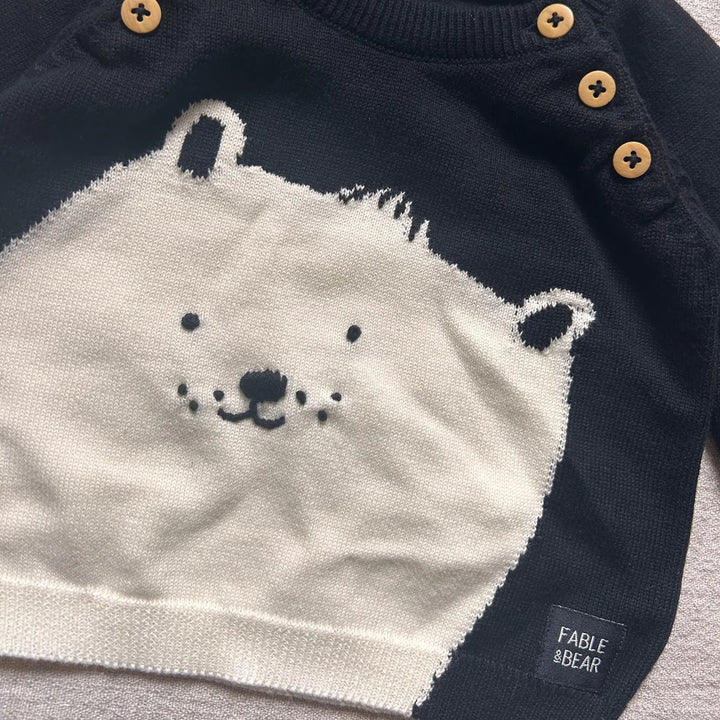 Fable & Bear Organic Cotton Polar Bear Baby Jumper