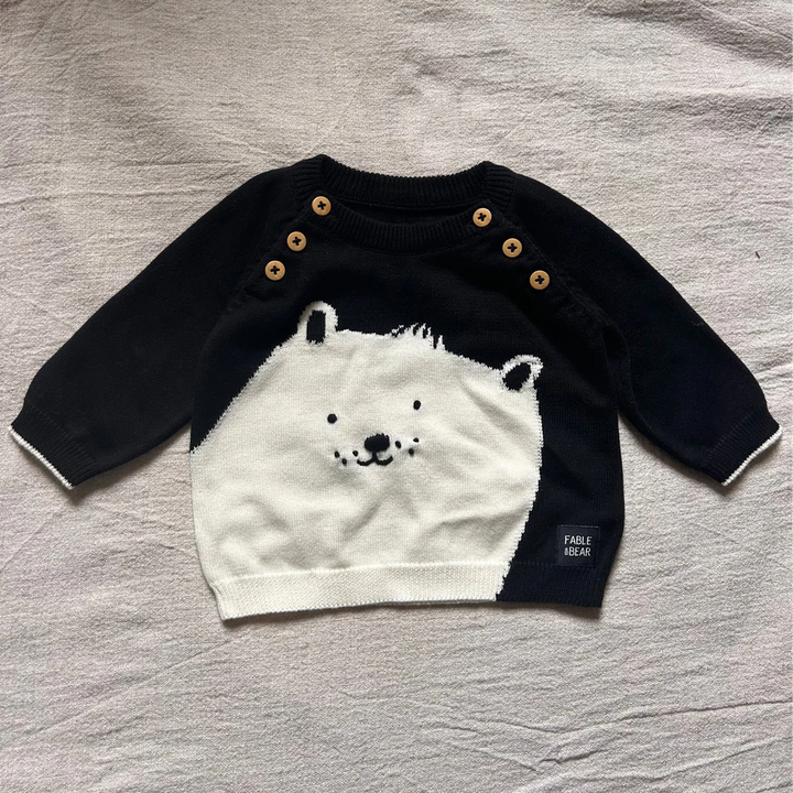 Fable & Bear Organic Cotton Polar Bear Baby Jumper