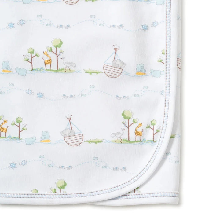 Luxury baby boy hamper, Kissy Kissy prima cotton baby clothing set with Noah's animals, Prima cotton blanket, soft rabbit toy in blue pj's, organic toiletries, Baby journal