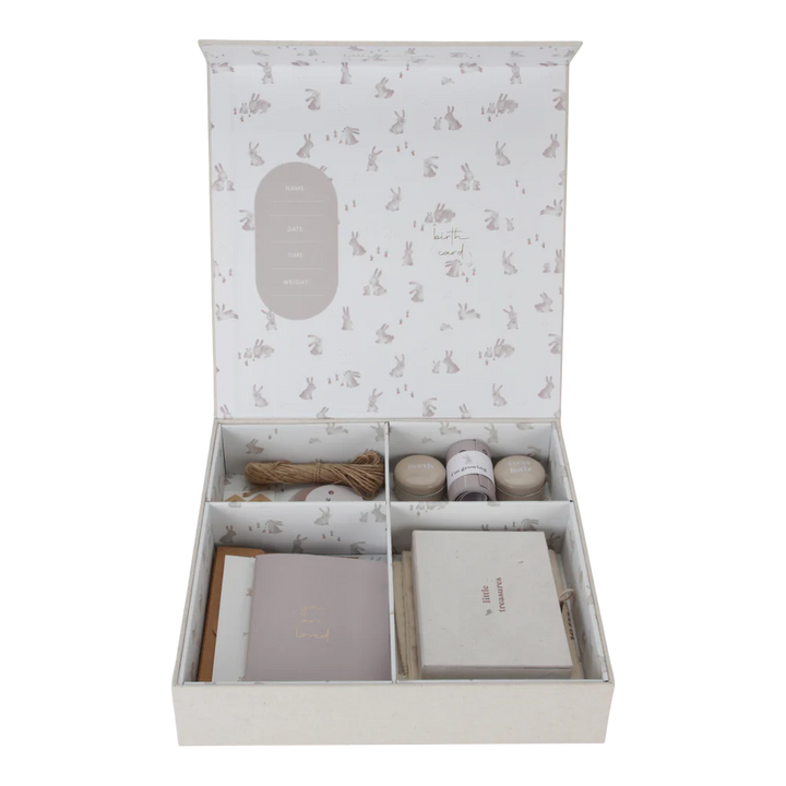 baby memory box with bunny design