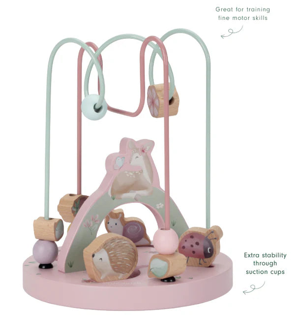 pink and pale green wooden spiral bead  activity toy