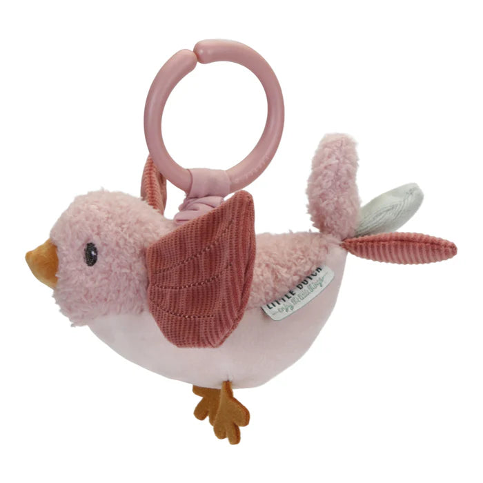 pink bird pull and shake soft toy