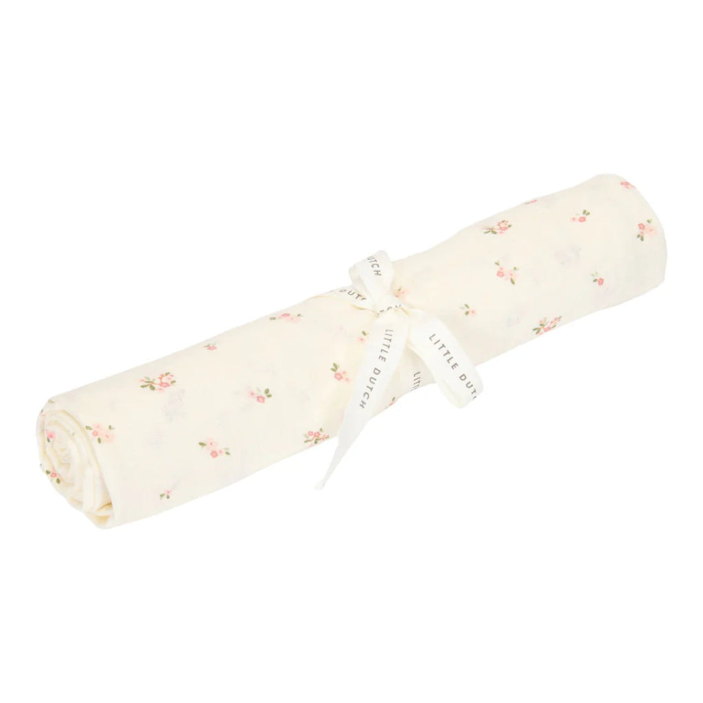 cream with pink floal seign baby swaddle