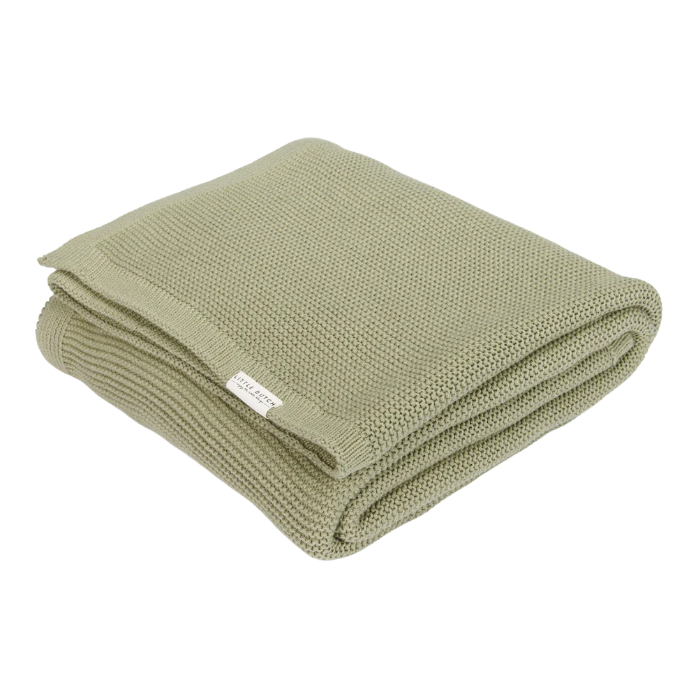 Little Dutch Organic Knitted Bassinet Baby Blanket - Olive