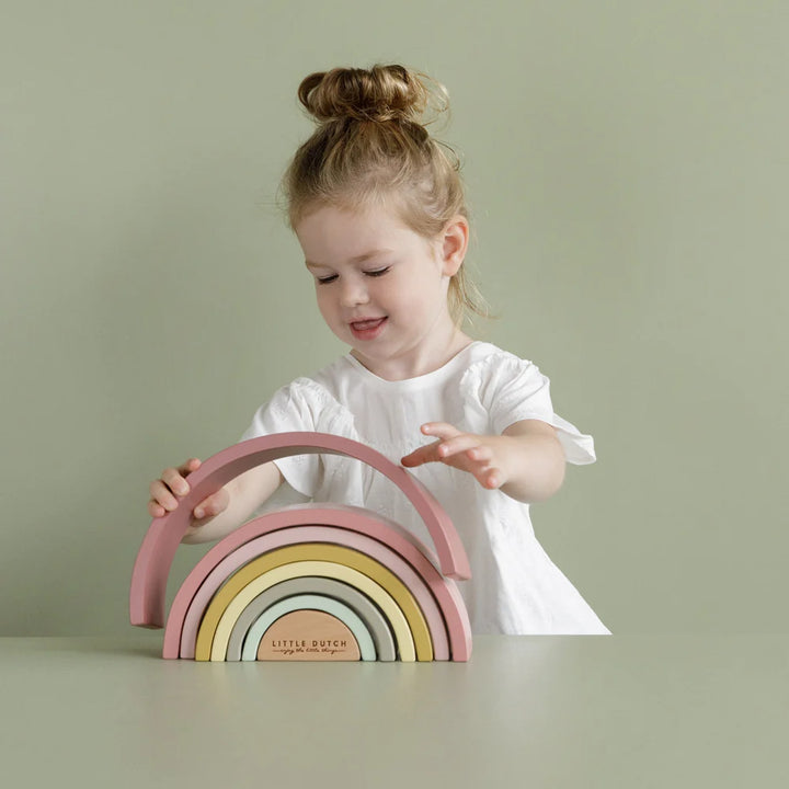 Pink wooden stacking rainbow