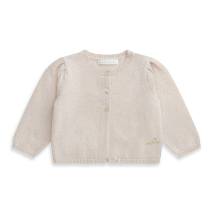 Marie-Chantal Baby Cashmere Sparkle Cardigan In Blush