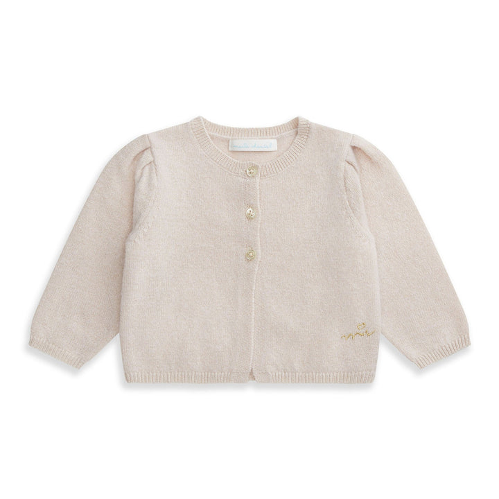 Marie-Chantal Baby Cashmere Sparkle Cardigan In Blush