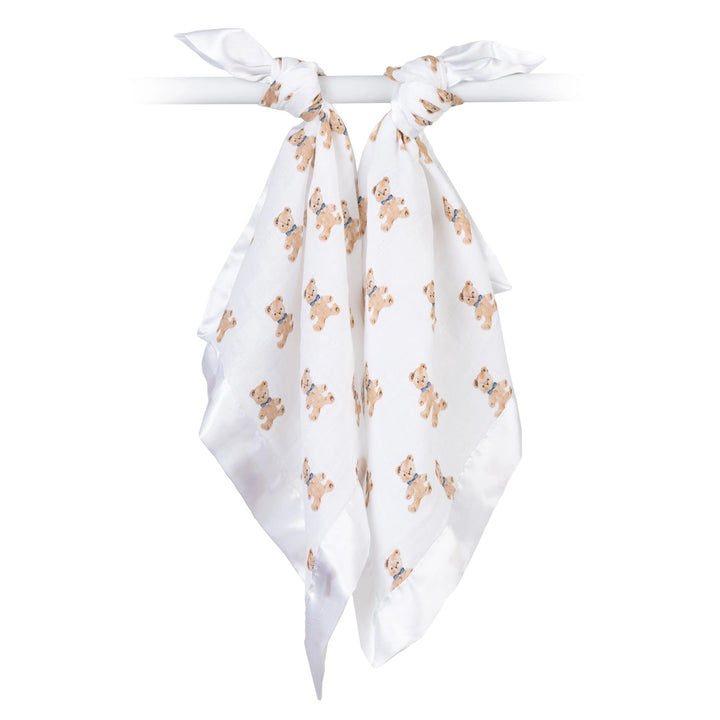 Lulujo  Muslin Security Comforter Blanket, Vintage Bears 2 Pack