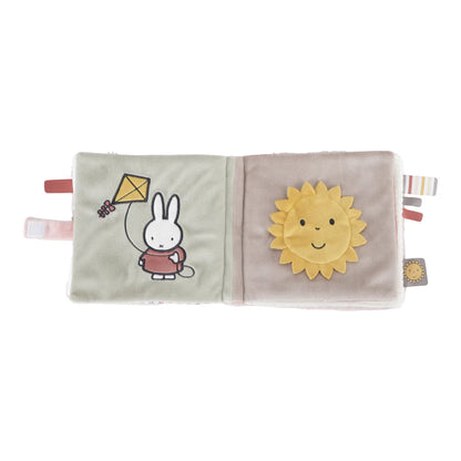 soft pink fluffy Miffy book with taggies includes mirror page