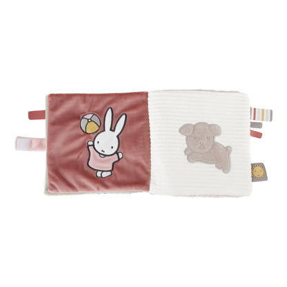 soft pink fluffy Miffy book with taggies includes mirror page