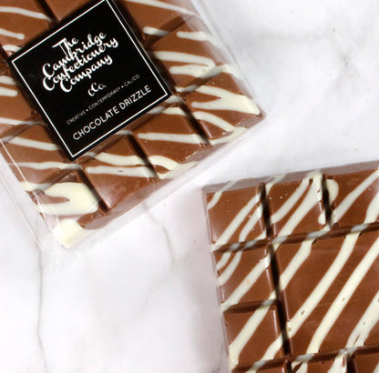 chocolate bar with white chocolate drizzle 