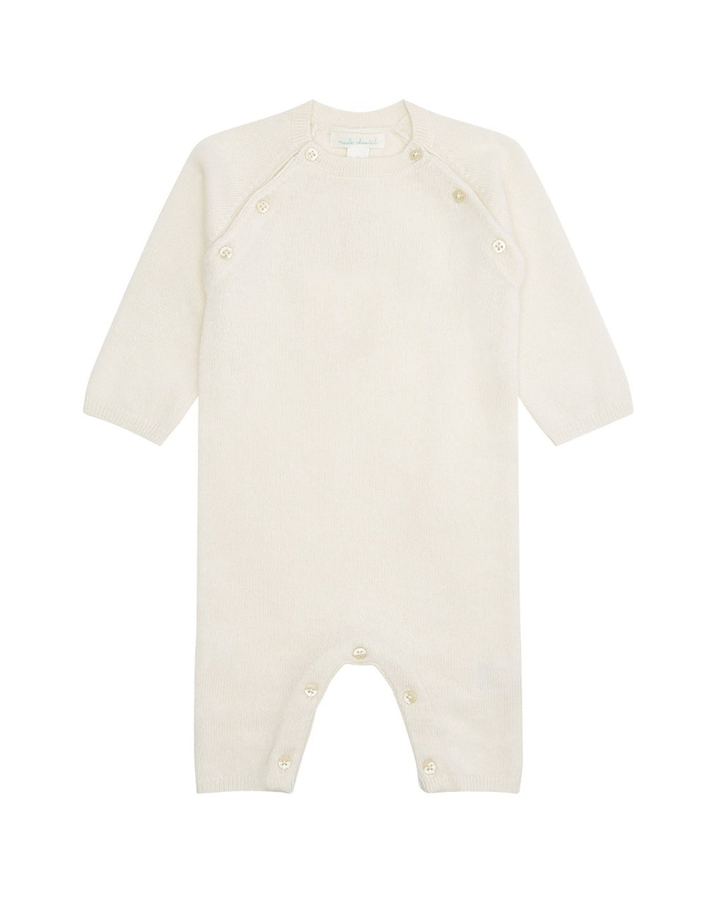 cream cashmere baby romper with angel wings by Marie Chantal