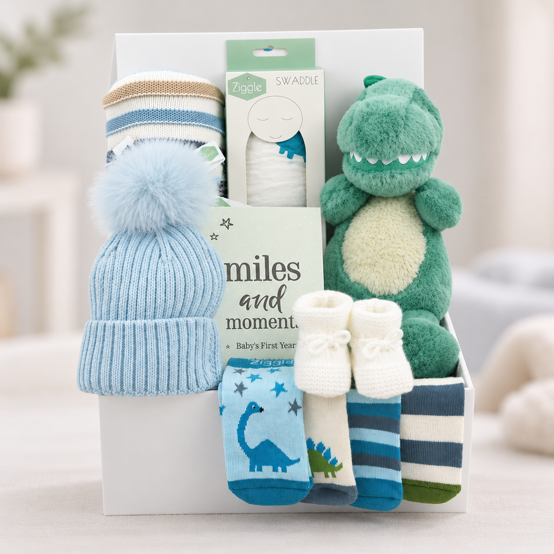 Luxury Baby Boy Hamper with Ryker Rex Dragon &amp; Personalised Blanket