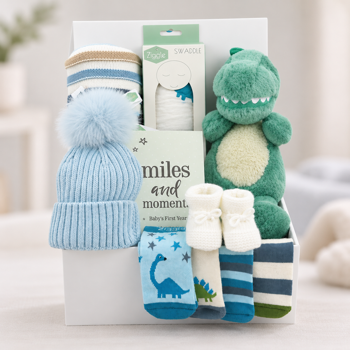 Luxury Baby Boy Hamper with Ryker Rex Dragon &amp; Personalised Blanket