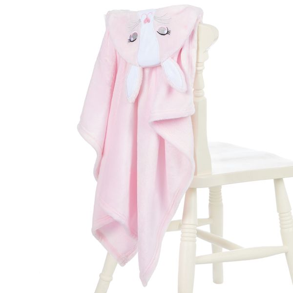 Baby Girl Gift, Pink Hooded Baby Wrap With Bunny Face