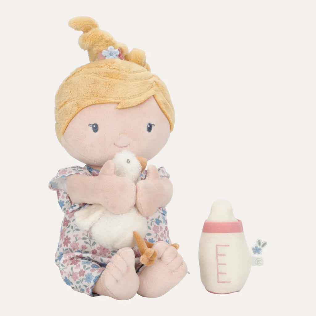 baby soft doll with soft toy goose and baby bottle 