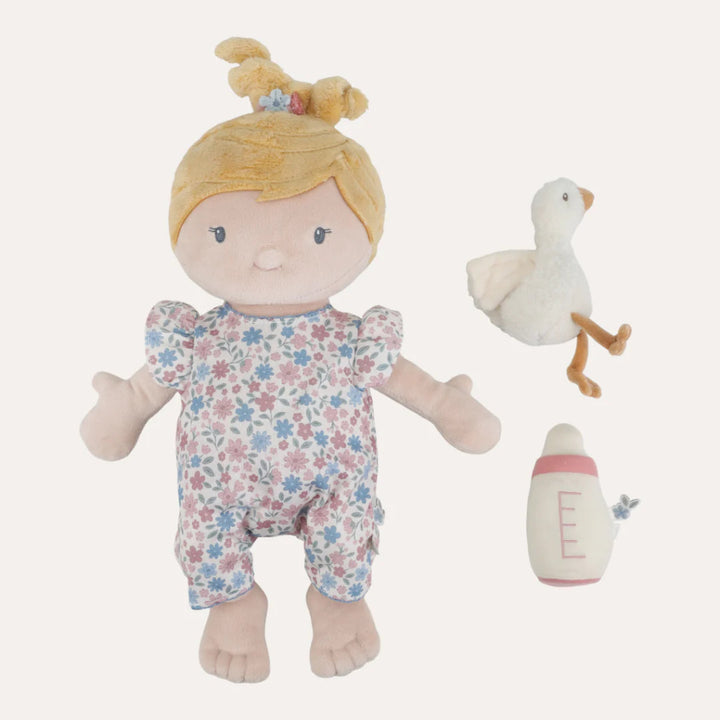 baby soft doll with soft toy goose and baby bottle 