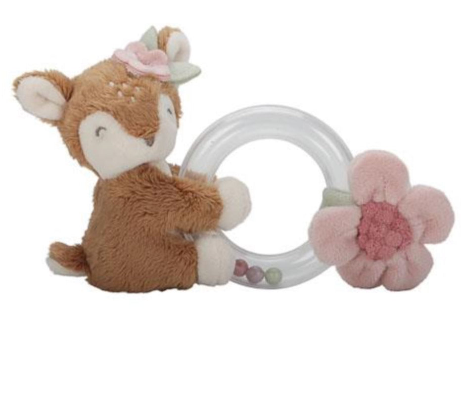 Little dutch deer ring rattle with a flower