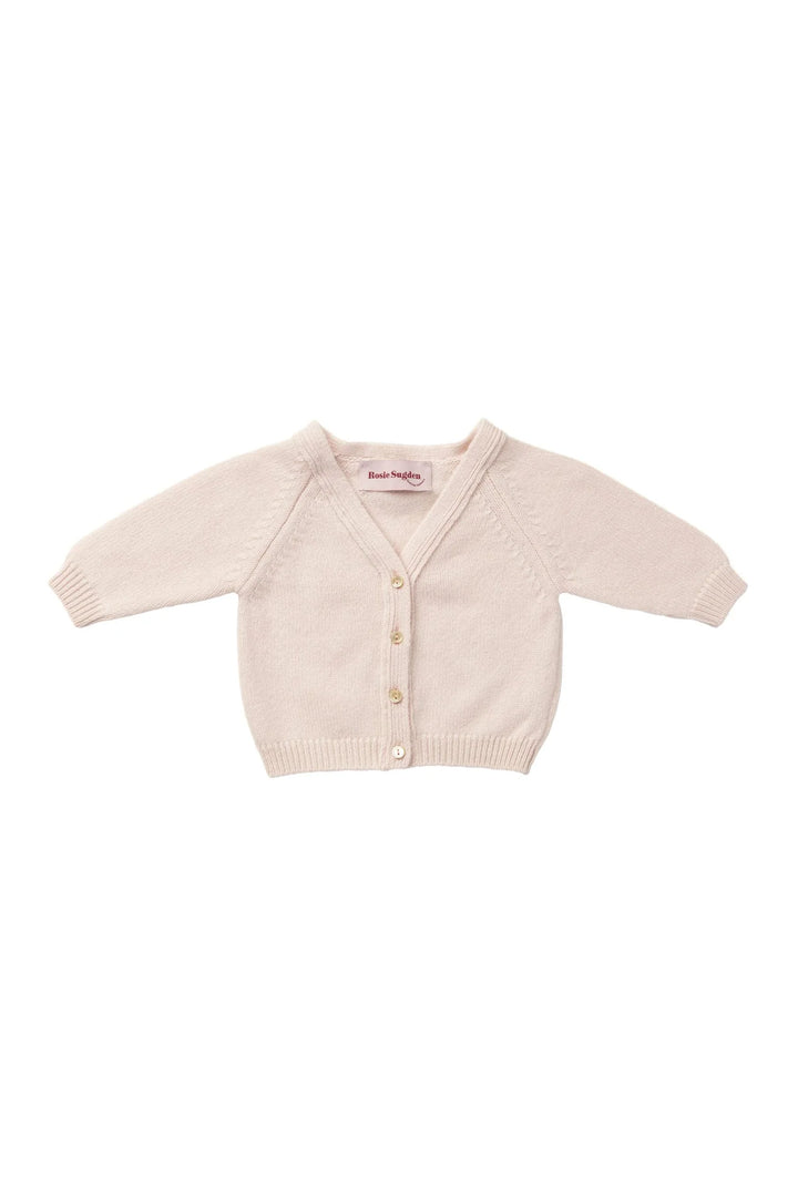 Rosie Sugden Luxury Baby Girl Cashmere Cardigan, Icing Pink