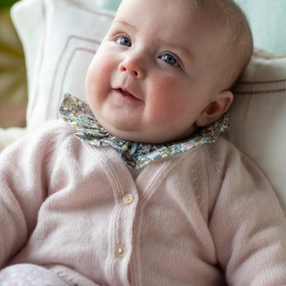 Rosie Sugden Luxury Baby Girl Cashmere Cardigan, Icing Pink