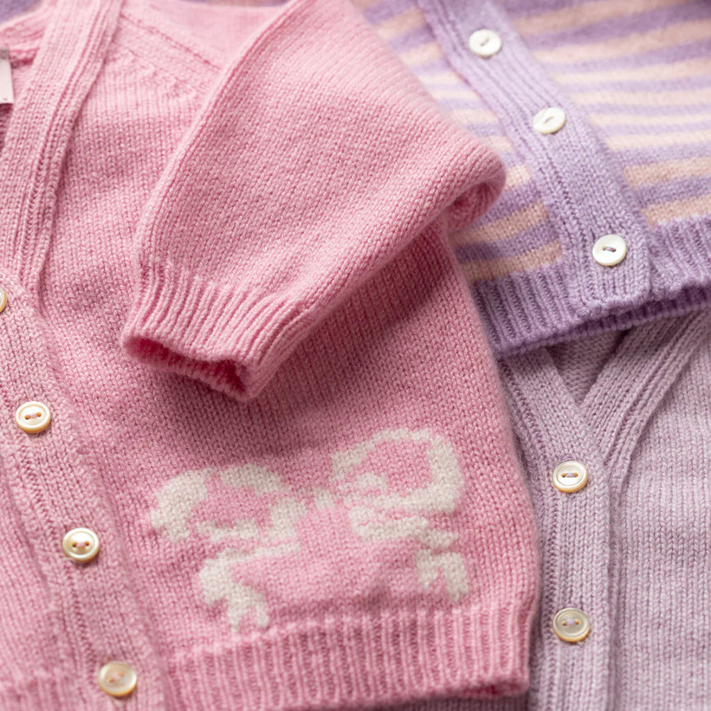 BOW MOTIF CASHMERE CARDIGAN
