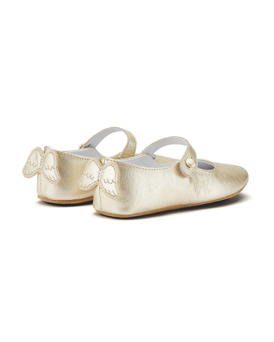 Marie-Chantal Olympia Baby Girl Slipper In Gold, Luxury Pre Walker Mary Jane Pram Shoes