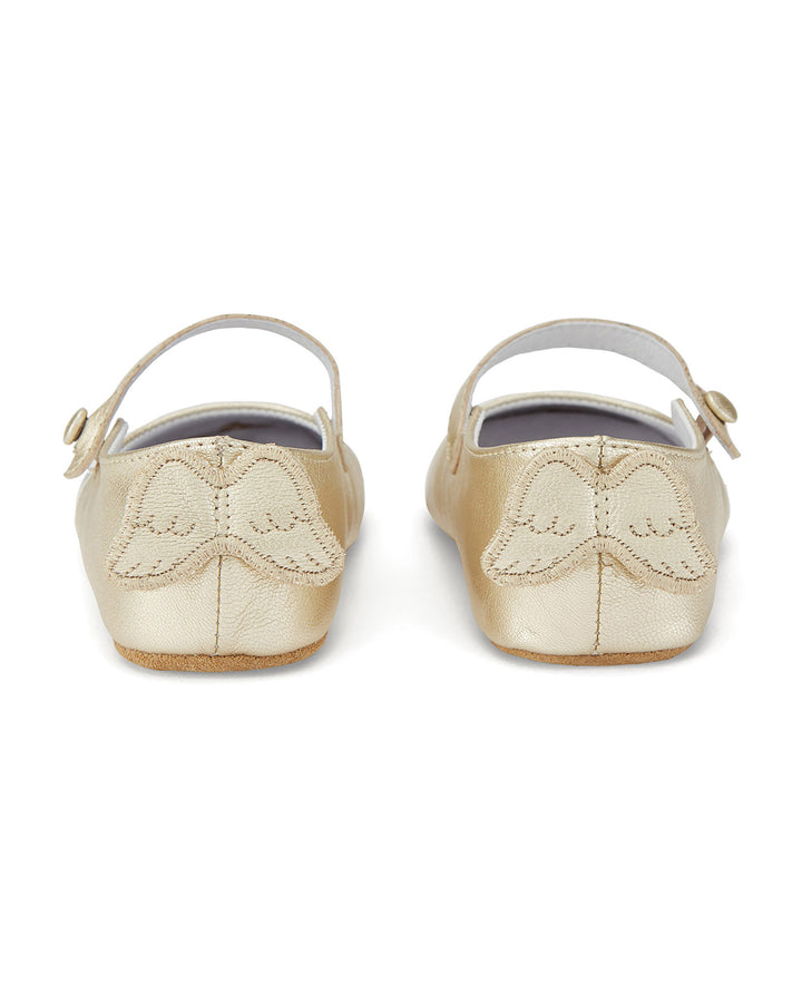 Marie-Chantal Olympia Baby Girl Slipper In Gold, Luxury Pre Walker Mary Jane Pram Shoes