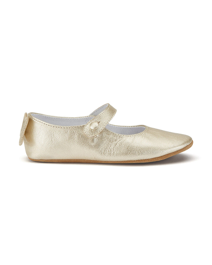 Marie-Chantal Olympia Baby Girl Slipper In Gold, Luxury Pre Walker Mary Jane Pram Shoes