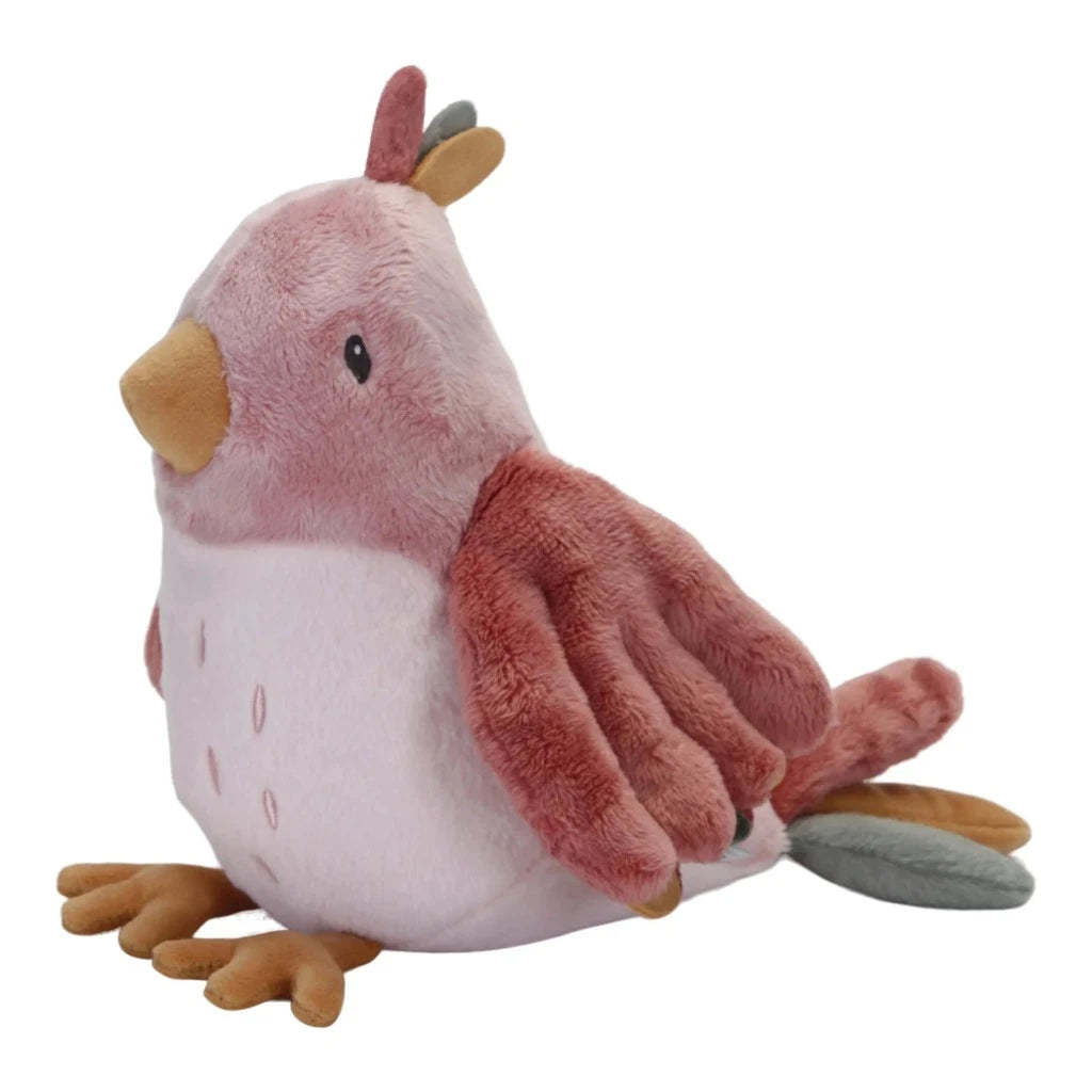 soft pink and white cuddly bird soft toy