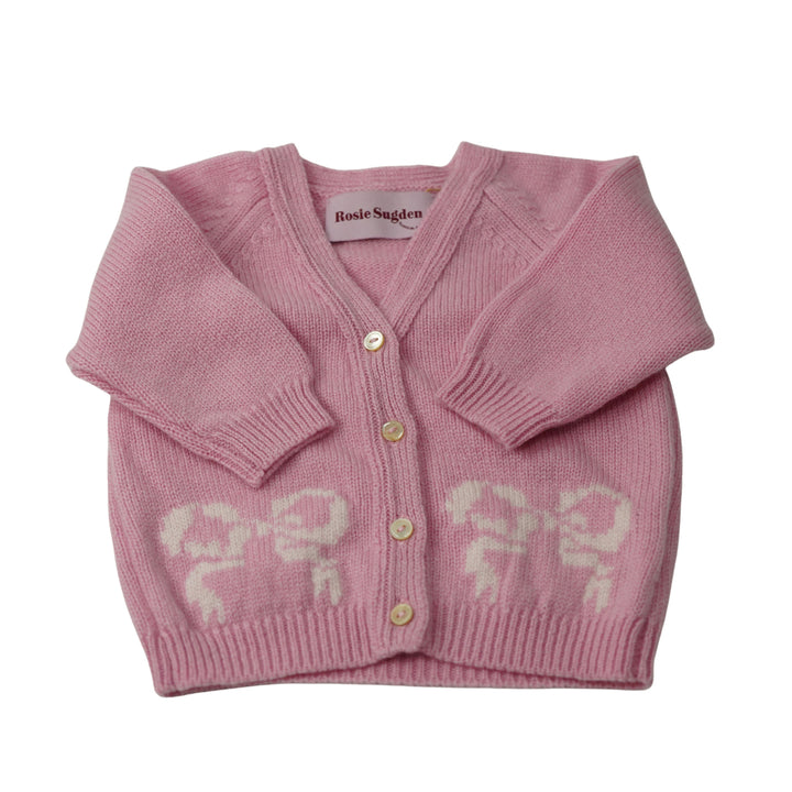 Baby Cashmere Cardigan Pink With Bow Motif