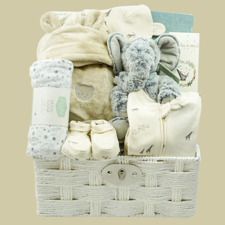 Neutral Baby Gift Hamper, Safari Organic Baby Clothing Set
