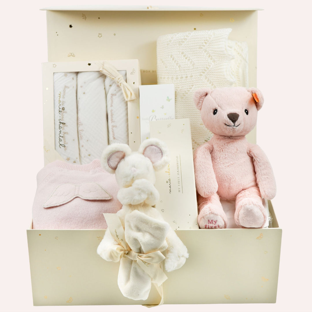 Premium Baby Girl Hamper With Marie-Chantal Clothing & G.H.Hurt & Son Baby Shawl