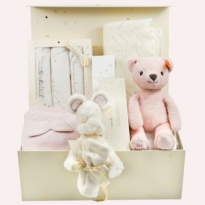 Premium Baby Girl Hamper With Marie-Chantal Clothing & G.H.Hurt & Son Baby Shawl