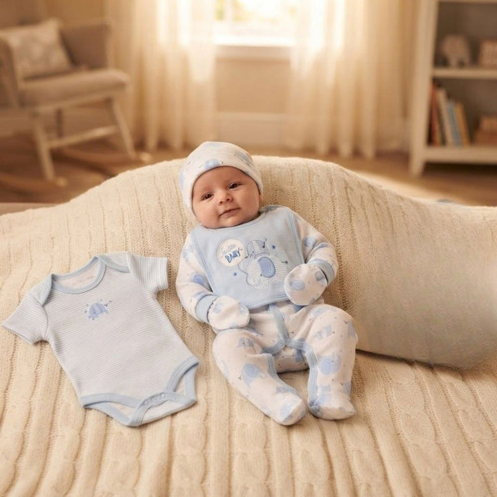 Baby Boy Blue Layette Set 'Hello Baby'