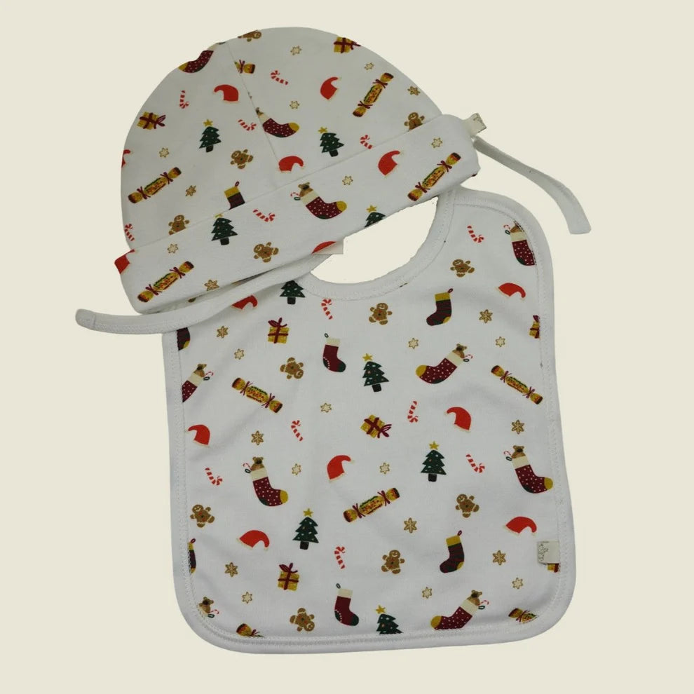 Luxury christmas bib and hat