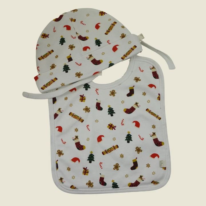 Luxury christmas bib and hat